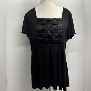 Lane Bryant Black Woven Front Blouse